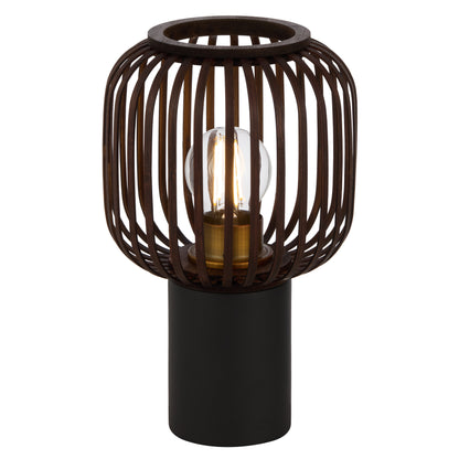 TFS OVAL TABLE LAMP 25wE27max D170 H290 inline swt BLACK / BROWN BAMBOO