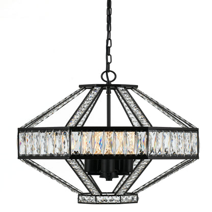 Berlin TFS 5LT PENDANT 5x25wE27max D:560 H:470 OILED BRONZE / CLEAR CRYSTALS