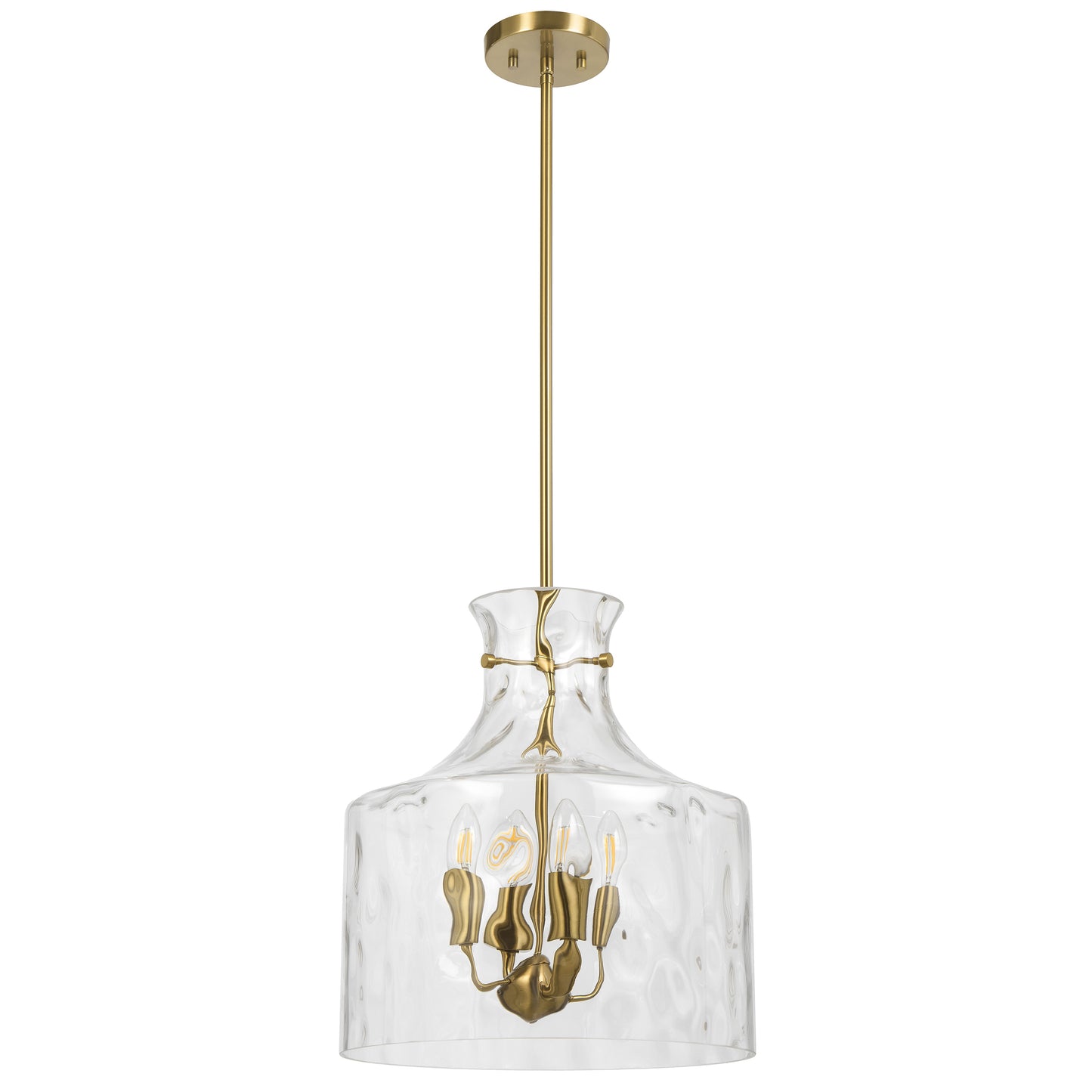 Altoville TFS 4LT PENDANT 4x25wE14max D:380 H:420 ROD 1.5m ANT GOLD / CLEAR WATER STREAK