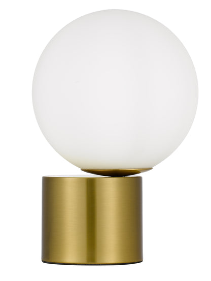 TFS TABLE LAMP 25wE27max D:200 H:300 Inline Switch ANTIQUE GOLD BASE/OPAL GLASS
