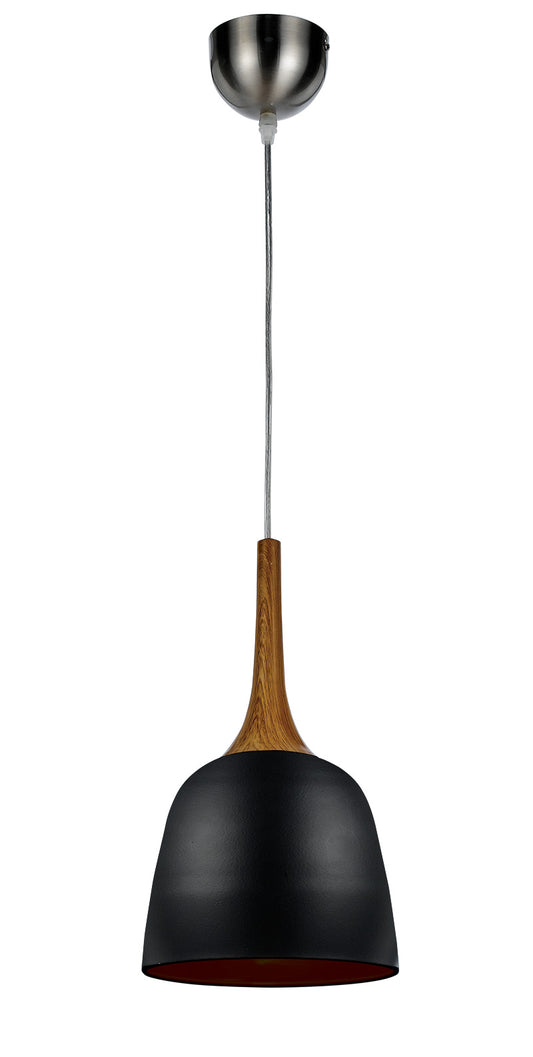 TFS 20 PENDANT 25w E27max D:200 H:360 BLACK with OAK PAINTED