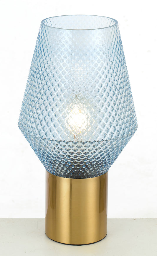 TFS TABLE LAMP 25wE27max D200 H350 BLUE / ANT.GLASS