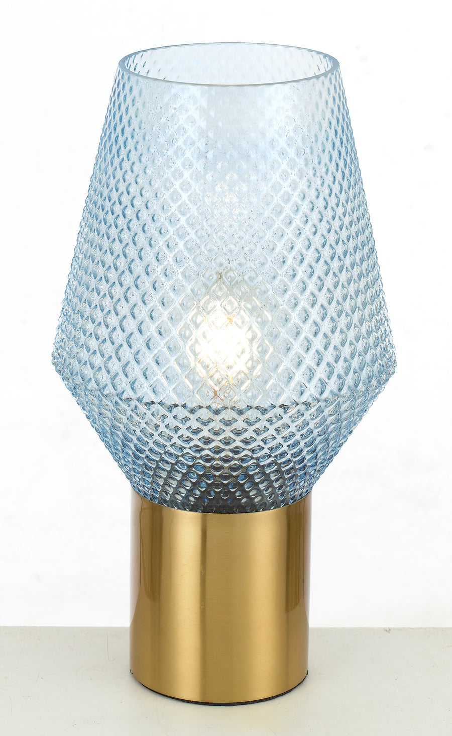 TFS TABLE LAMP 25wE27max D200 H350 BLUE / ANT.GLASS