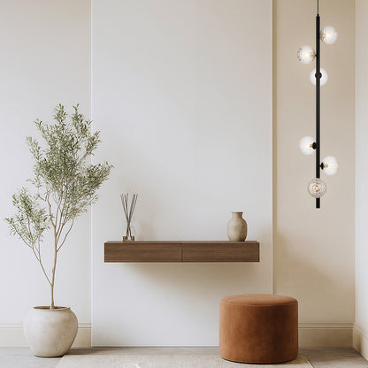 TFS 6 LT PENDANT 6x6wG9max KIT L1200 W265 H265 TEX 2m BLACK/ CLEAR PRISM PATTERN