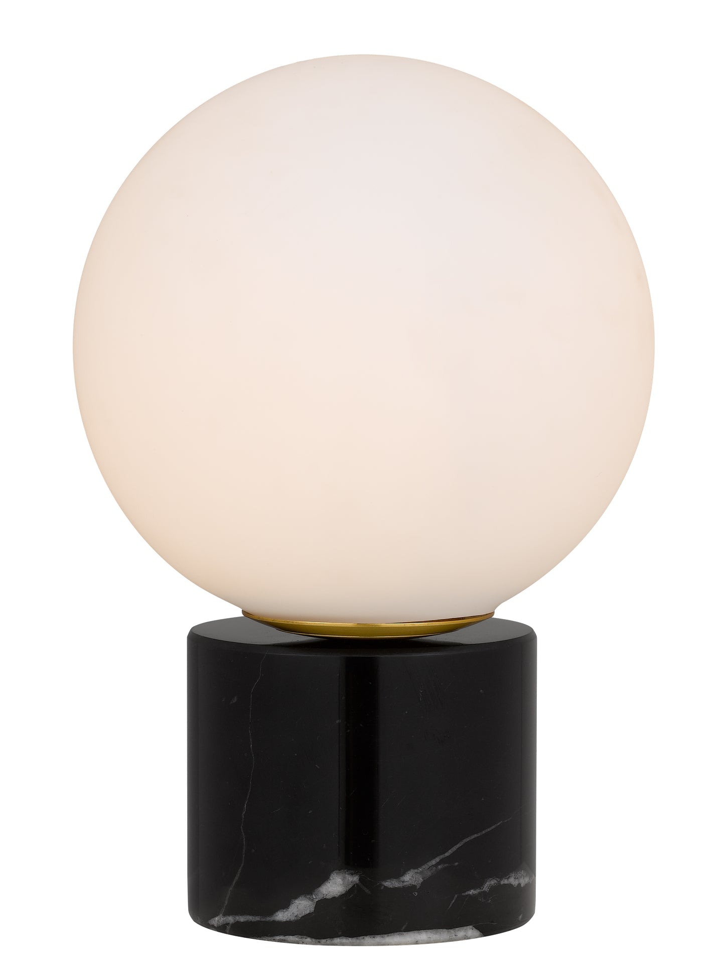 TFS TABLE LAMP 25wE27max D:200 H:300 Inline Switch BLACK MARBLE BASE/OPAL GLASS