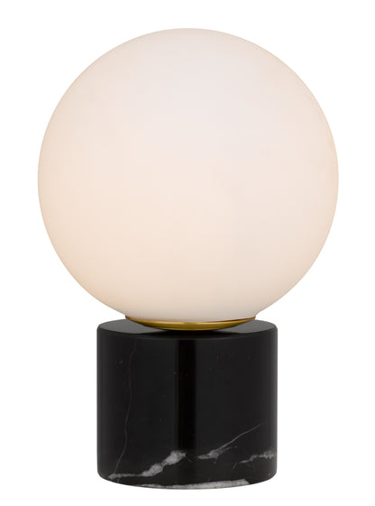 TFS TABLE LAMP 25wE27max D:200 H:300 Inline Switch BLACK MARBLE BASE/OPAL GLASS
