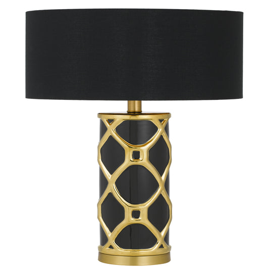 Burgos TFS CERAMIC TABLE LAMP 25wE27max D:380 H:690 Inline Switch BLACK / BLACK