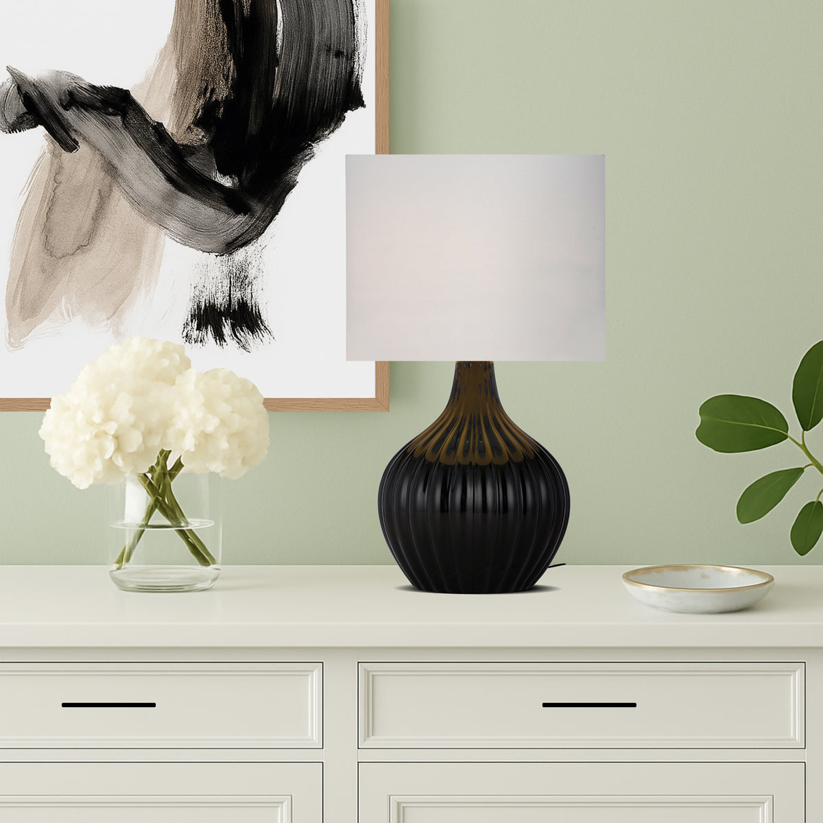 TFS CERAMIC TABLE LAMP 25wE27max H:440 D:260 BLACK / WHITE