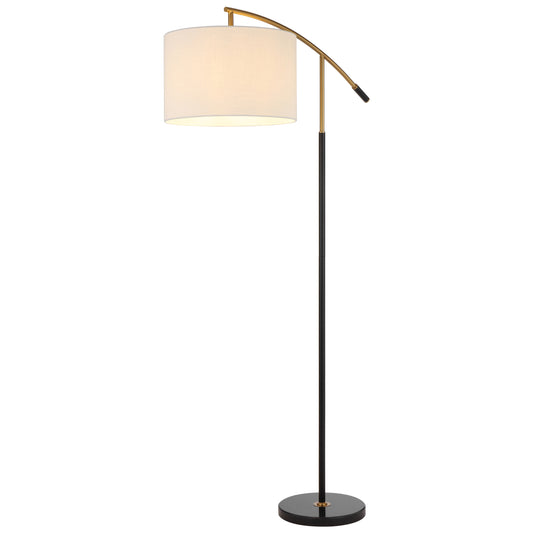 TFS FLOOR LAMP 25wE27max L940 W400 H1650 2.0m foot swt BLACK MARBLE/GOLD/IVORY SHADE