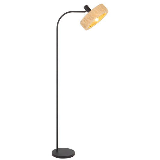 TFS FLOOR LAMP 25wE27max L530 W300 H1580 foot swt BLACK / NATURAL RAFFIA