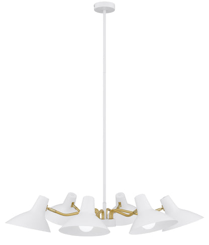 TFS 6 LIGHTS PENDANT 6x25wE27max D:900 H:150 WHITE/BRASS MATT ROD:1.5m