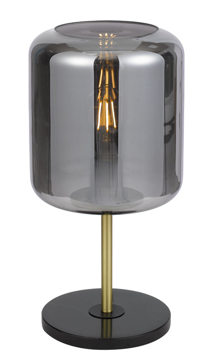 TFS TABLE LAMP 25wE27max H:420 D:210 BRASS MATT/BLACK MARBLE/SMOKE