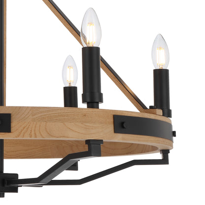 Varna TFS 6 LTS PENDANT 6*25wE14 D:660 H:560 2m CHAIN BLACK MATT / ASHTREE WOOD