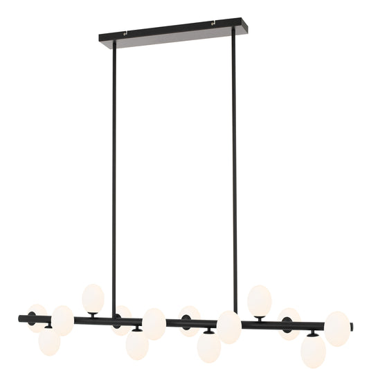 TFS 14LTS PENDANT 14x6wG9max L1500W:245H:245 ROD:2x6001x300 BLACK FRAME/OPAL GLASS