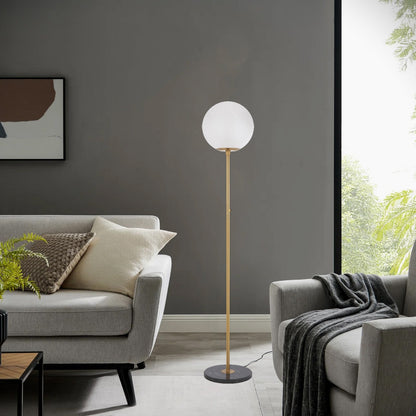 TFS FLOOR LAMP 25wE27max D:300 H:1650 BUTTON SWITCH BLCK MARBLE/ANT GOLD/ALABASTRO