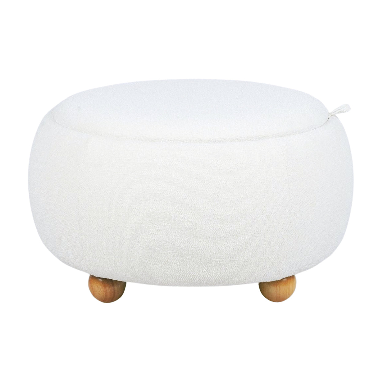 White Boucle Storage Table with Tray
