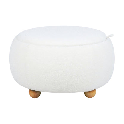 White Boucle Storage Table with Tray