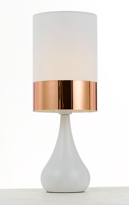 TFS CERAMIC TABLE LAMP 25wE14max D:150 H:410 WHITE/COPPER