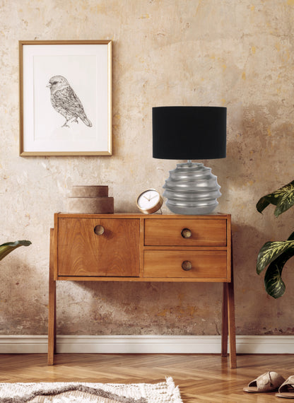 TFS CERAMIC TABLE LAMP 25wE27max D:300 H:425 SILVER / BLACK