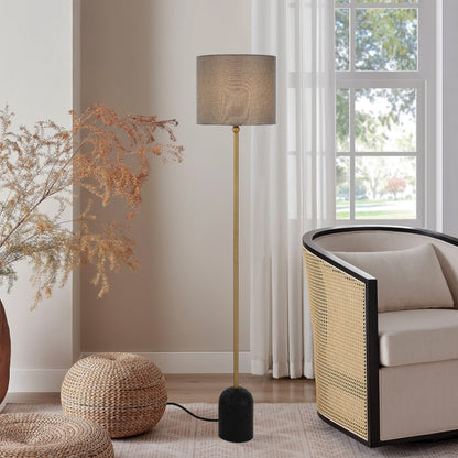 Huelva TFS FLOOR LAMP 25wE27max D:300 H:1550 FOOT SWT BLACK TRAVERTNE/DARK ANT BRAS/ DGREY