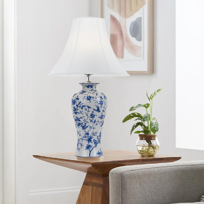 TFS CERAMIC TABLE LAMP 40wE27max D:400 H:600 BLUE FLOWER / WHITE