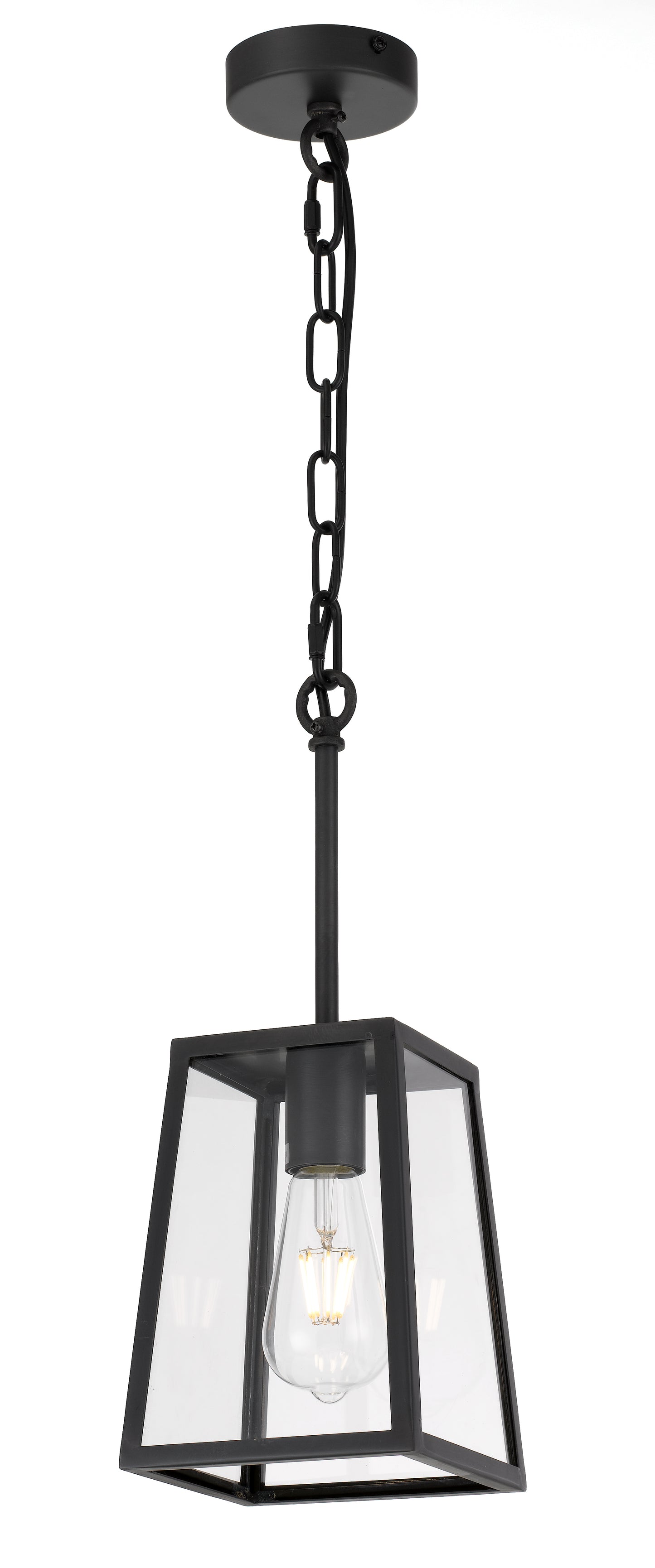 TFS 15 PENDANT 25wE27max L:150 H:210 - BLACK/CLEAR ROD:210mm + CHAIN:1000 IP43