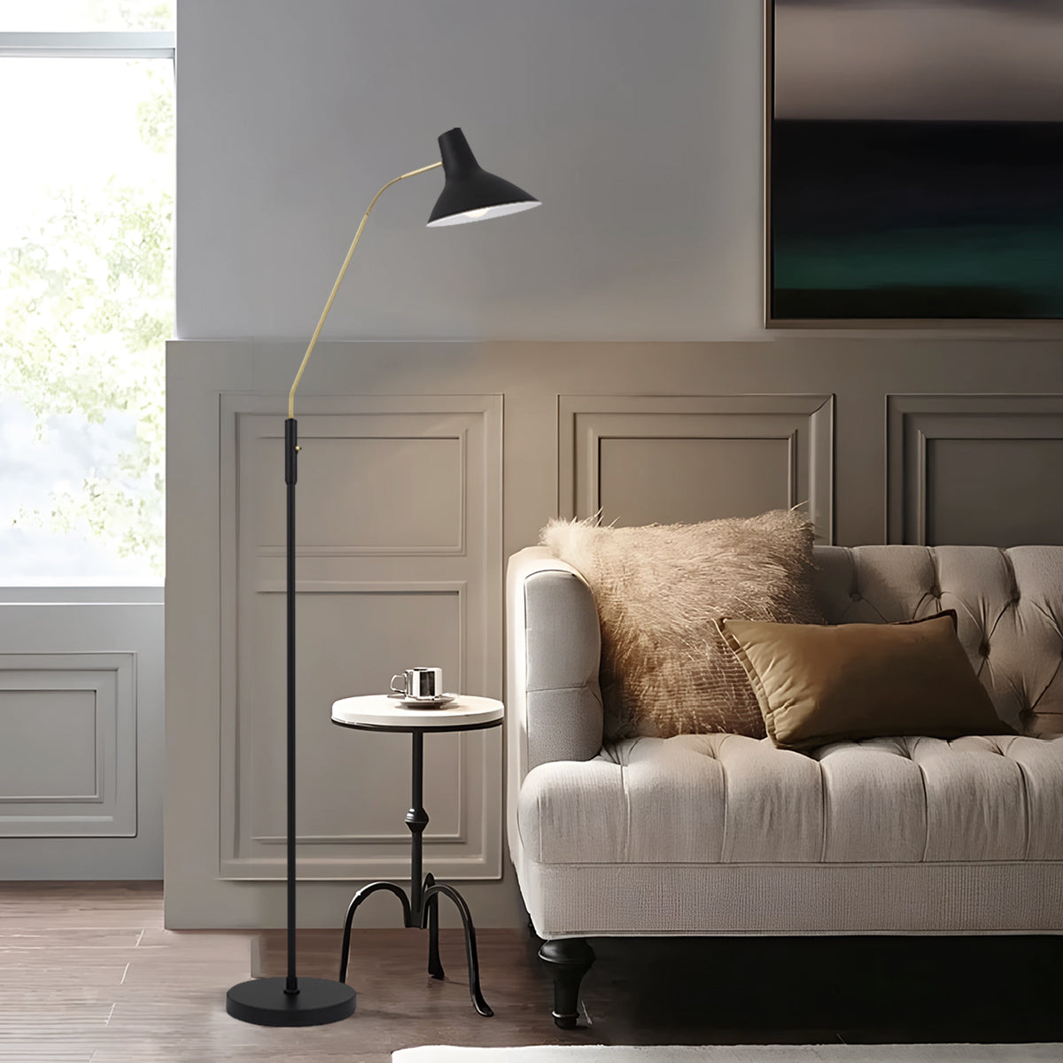 TFS FLOOR LAMP 25wE27max H:1580 D:230 BLACK/ BRASS MATT/BLACK ROCKET SWITCH