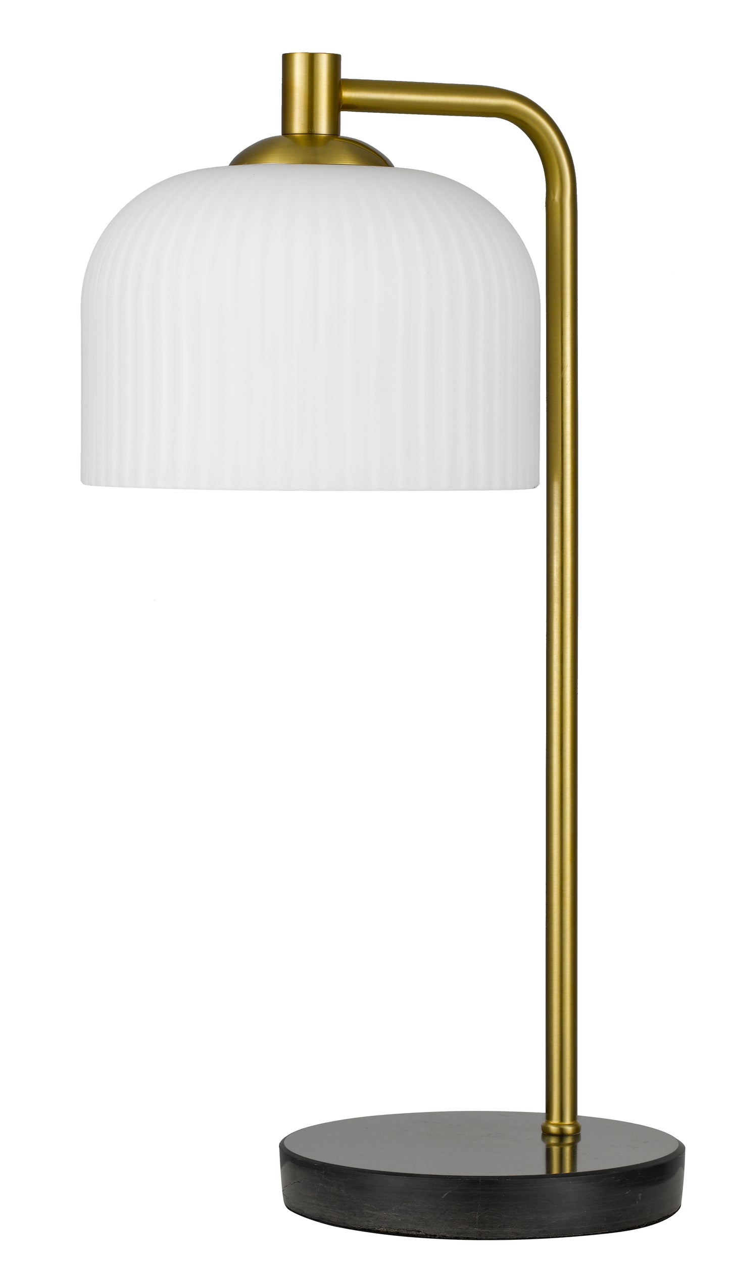 TFS TABLE LAMP 25wE27max L:180 W:265 H:490 inline swtch BLK MARBLE/ANT GOLD/OPAL MATT