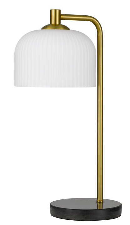 TFS TABLE LAMP 25wE27max L:180 W:265 H:490 inline swtch BLK MARBLE/ANT GOLD/OPAL MATT
