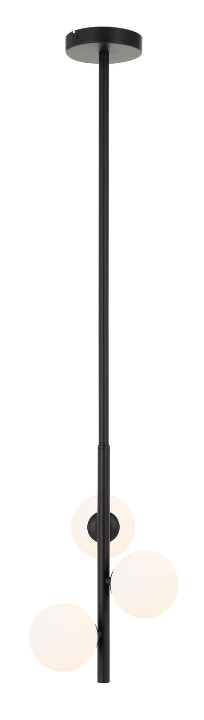 TFS 3 LTS PENDANT 3x6wG9max L:220W:245H:600 ROD:2x6001x300 BLACK FRAME / OPAL GLASS