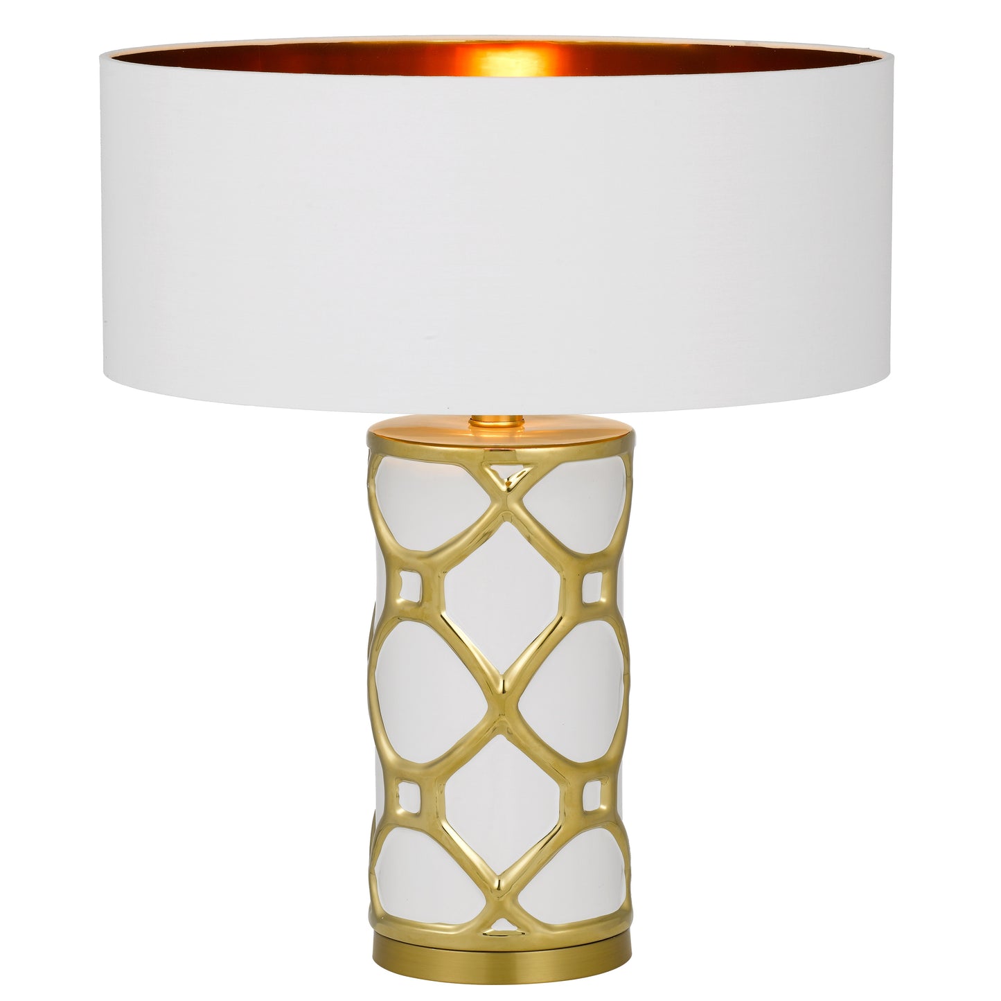 Segovia TFS CERAMIC TABLE LAMP 25wE27max D:380 H:690 Inline Switch WHITE / WHITE