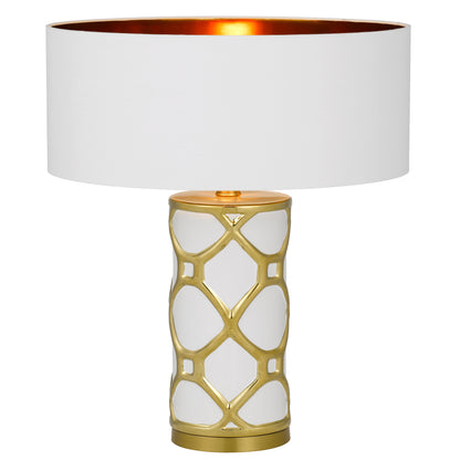 Segovia TFS CERAMIC TABLE LAMP 25wE27max D:380 H:690 Inline Switch WHITE / WHITE
