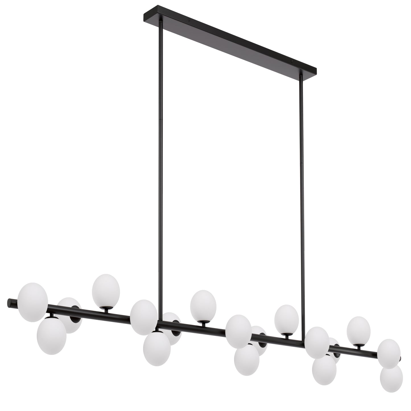 Memphis TFS 18 LTS PENDANT 18x6wG9mx L2000 W243 H245 ROD:2x6001x300 BLACK FRAME/OPAL GLASS