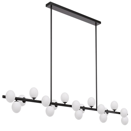Memphis TFS 18 LTS PENDANT 18x6wG9mx L2000 W243 H245 ROD:2x6001x300 BLACK FRAME/OPAL GLASS