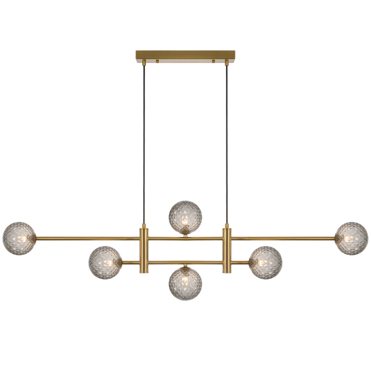 Varese TFS 6LT PENDANT 6x6wG9max KIT L1300 W120 H355 CAB2m ANT GOLD/ SMOKE TEAR PATTERN