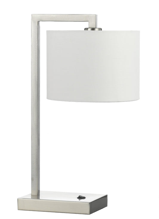 TFS TABLE LAMP 40wE27 D:240 H:510 NICKEL / WHITE LINEN