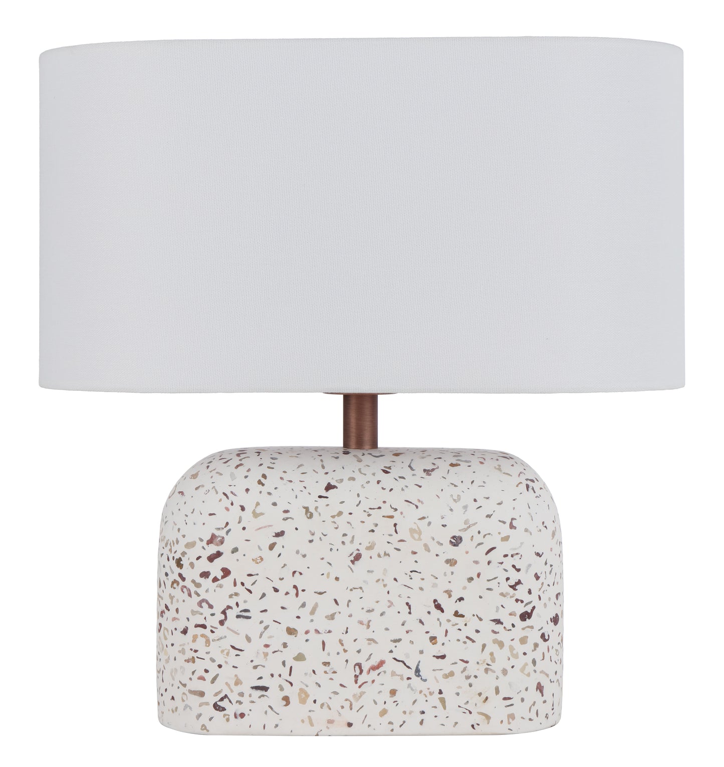 TFS TABLE LAMP 25wE27max L:350 W:180 H:360 inline Swtch WHITE TERRAZZO / IVORY LINEN