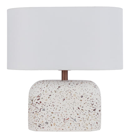 TFS TABLE LAMP 25wE27max L:350 W:180 H:360 inline Swtch WHITE TERRAZZO / IVORY LINEN