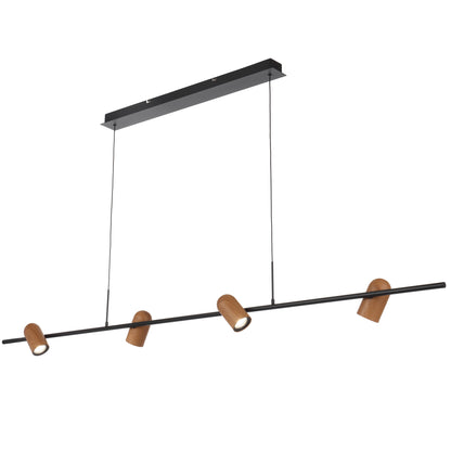 TFS 4LT PENDANT 4x6wGU10 L1800 W150 H120 cab 2M BLACK / WOOD PAINTED