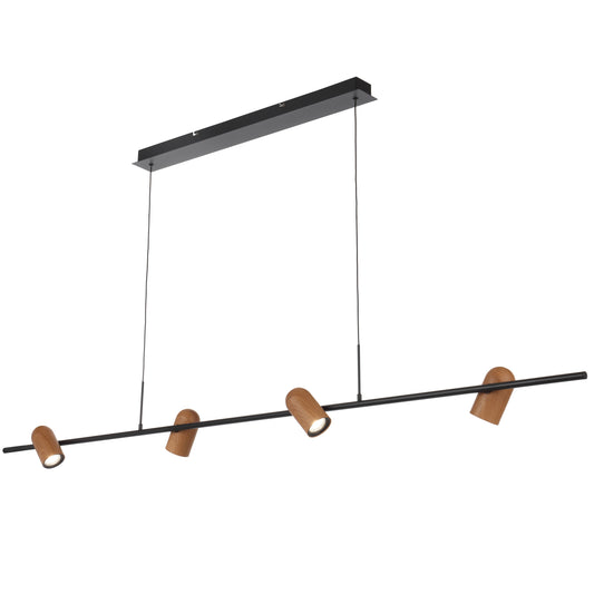 TFS 4LT PENDANT 4x6wGU10 L1800 W150 H120 cab 2M BLACK / WOOD PAINTED