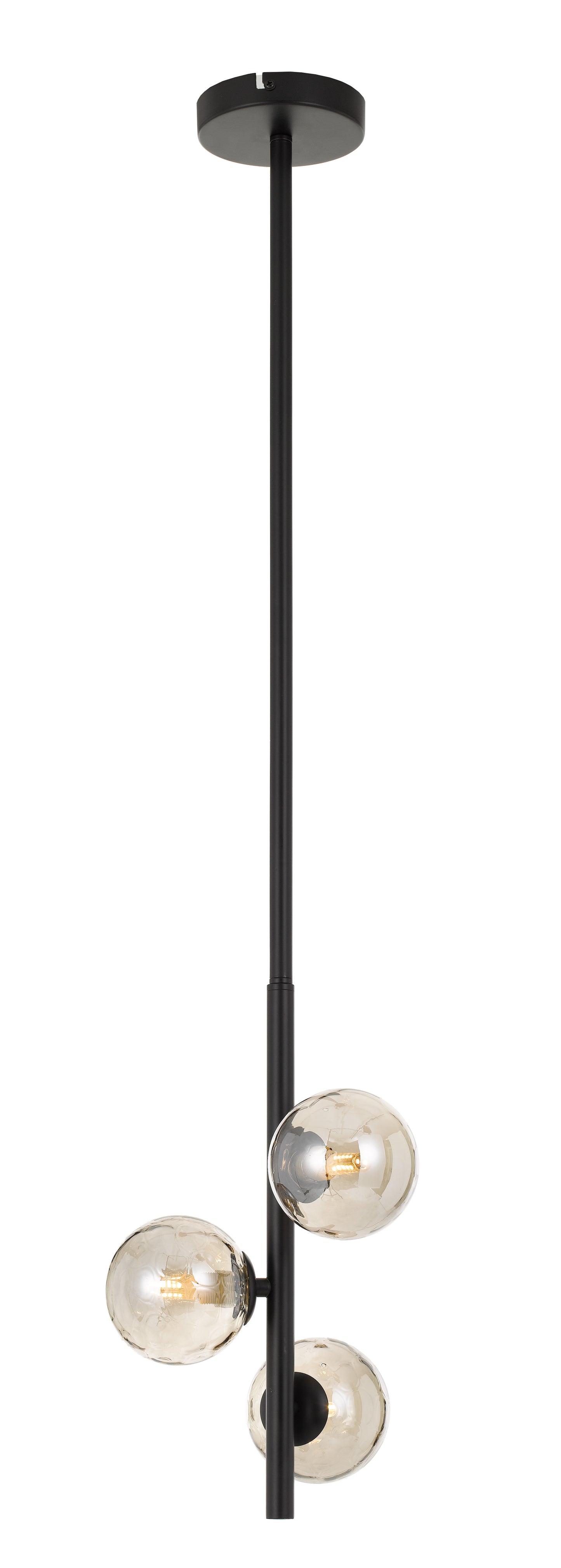 TFS 3 LTS PENDANT 3x6wG9max L:220W:245H:600 ROD:2x6001x300 BLACK FRAME / SMOKE GLASS