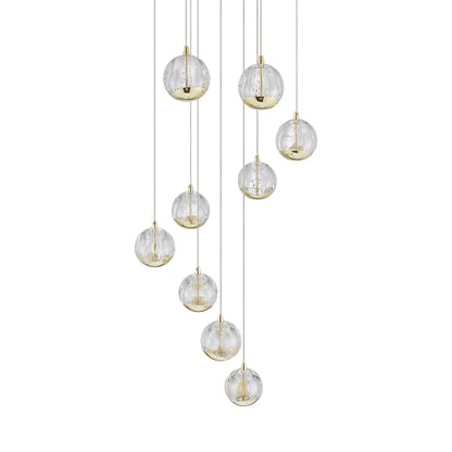 TFS 9 LTS PENDANT 9x5wLED 3000K D:400 2490Lm CAB.3m ( D:90 H:85) GOLD/BUBBLE GLASS