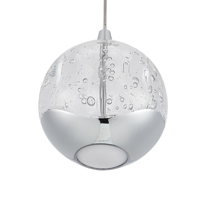 TFS 1 LT PENDANT 5wLED 3000K D:90 H:85 400Lm CAB.2m CHROME/ BUBBLE GLASS