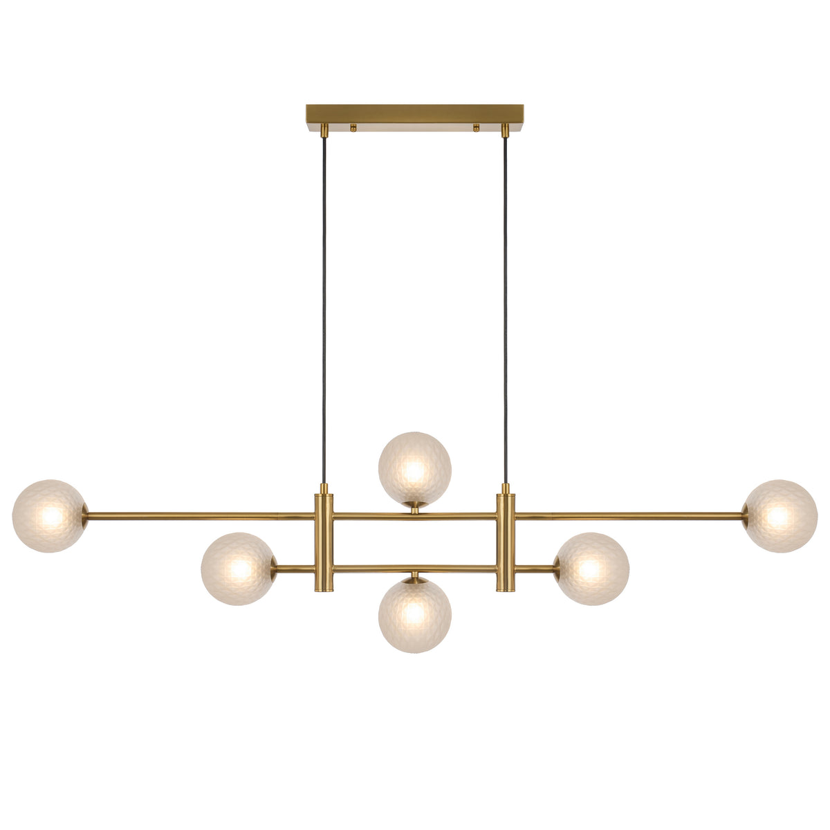 Catania TFS 6LT PENDANT 6x6wG9max KIT L1300 W120 H355 CAB2m ANT GOLD/ FROST TEAR PATTERN