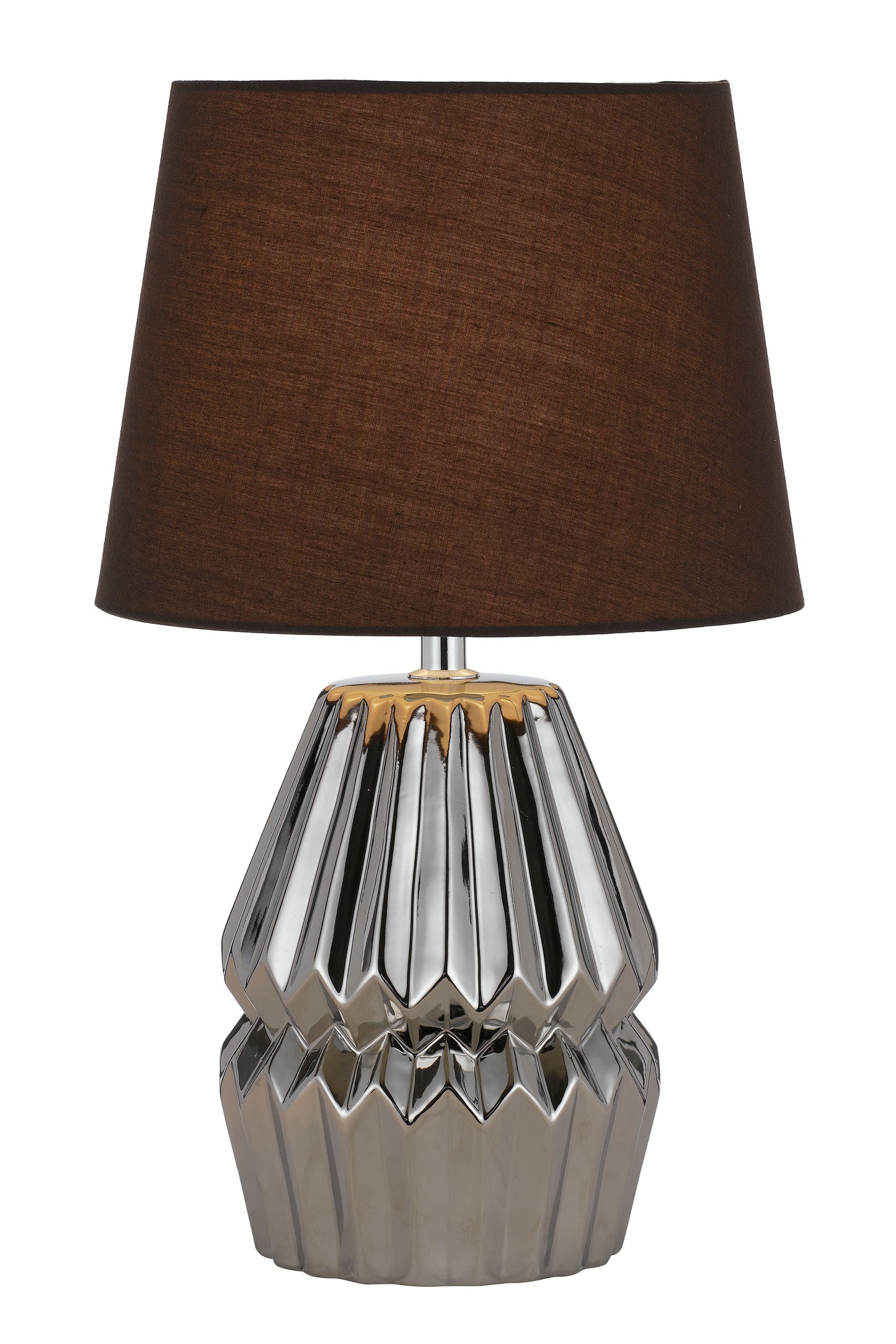 TFS CERAMIC TABLE LAMP 25wE27max H:385 D:230 CHROME/BROWN