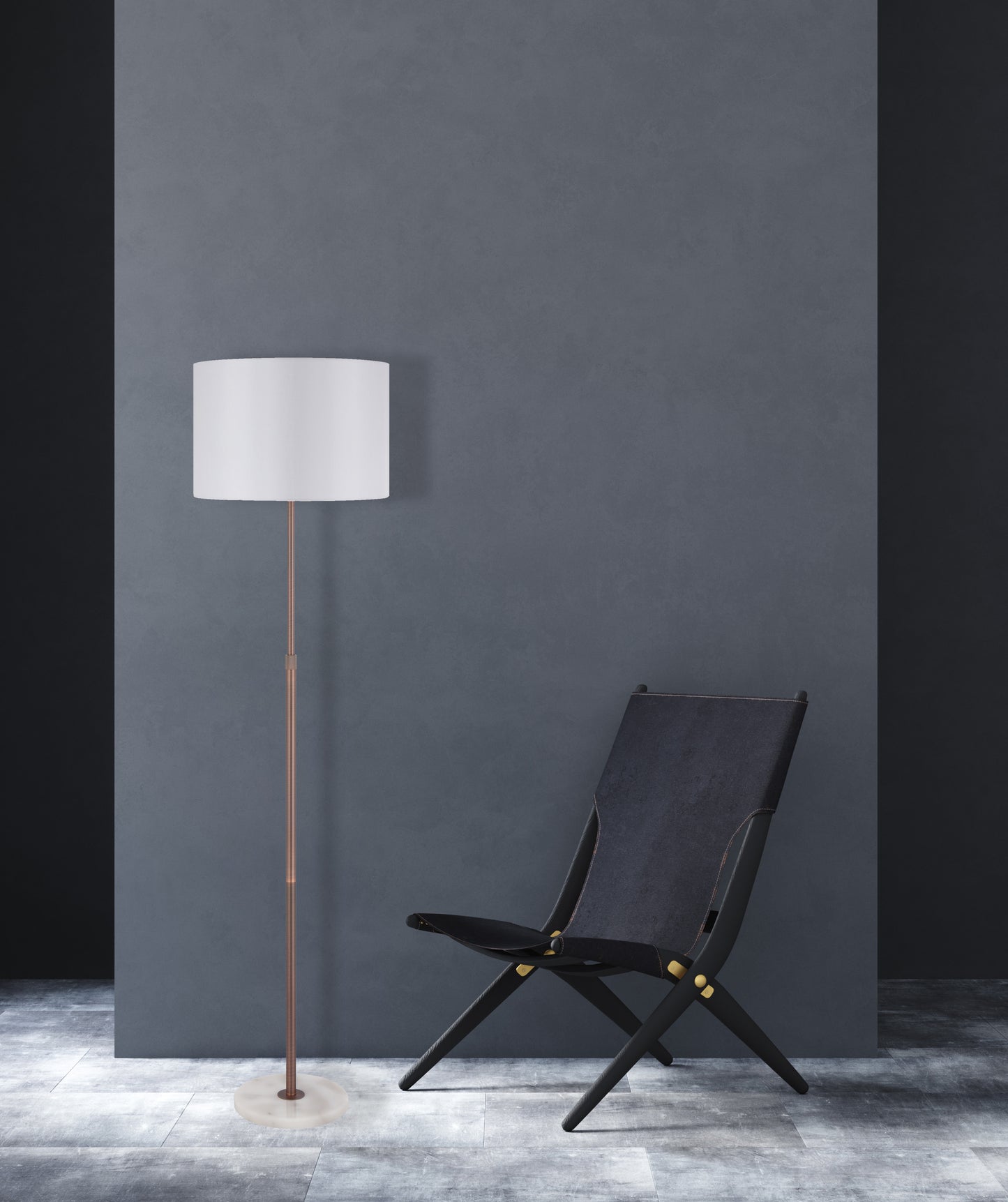 TFS FLOOR LAMP 25wE27max H:1600max D:400 foot switch WHITE MARBLE / BRONZE / IVORY