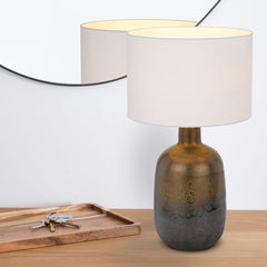 TFS CERAMIC TABLE LAMP 25wE27max D:300 H:535 line switch RUSTIC / WHITE