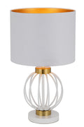 TFS TABLE LAMP 25wE27max D:320 H:550 Inline Switch WHITE / ANTIQUE GOLD