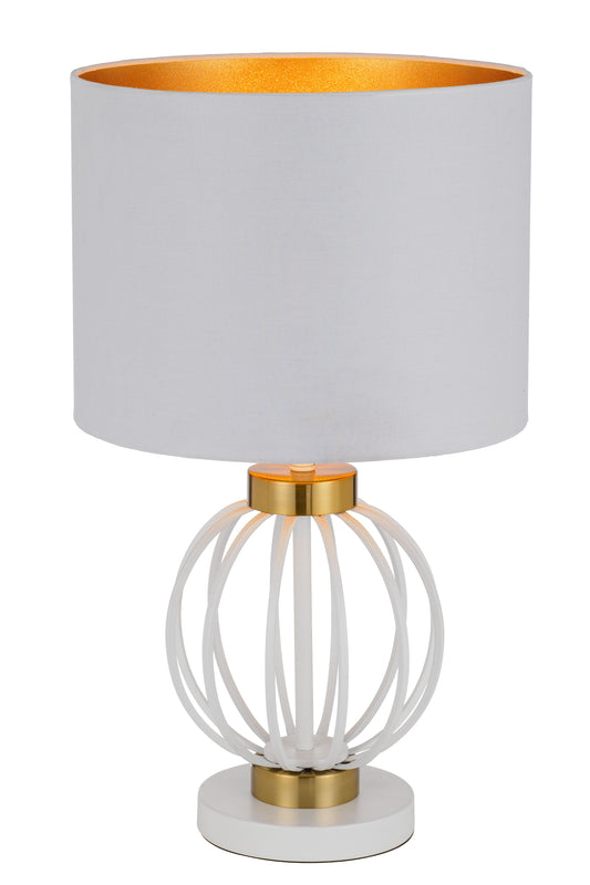 TFS TABLE LAMP 25wE27max D:320 H:550 Inline Switch WHITE / ANTIQUE GOLD