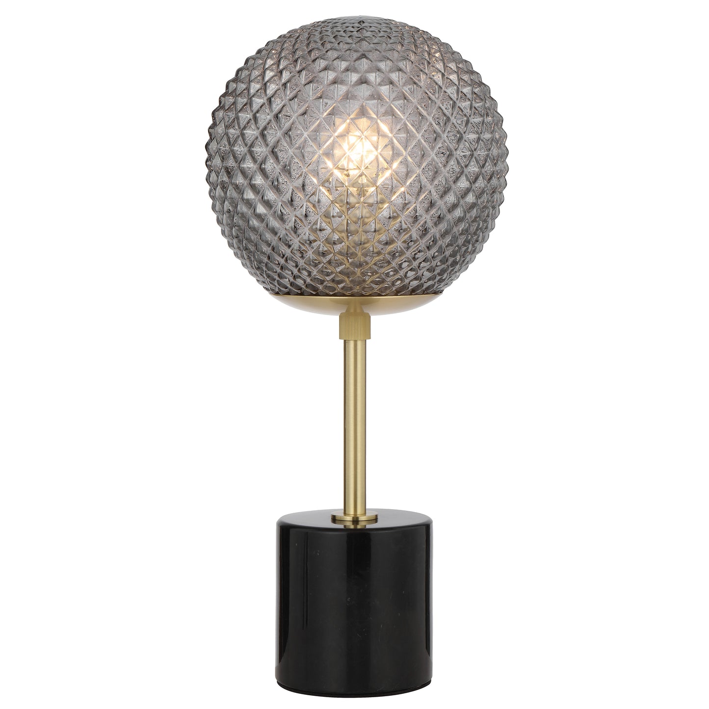 TFS TABLE LAMP 25wE27max D:190 H:415 inline swtch BLACK MARBLE/SMOKE GLASS